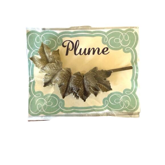 Fall Green Hairpin Vintage Leaf Hair Accessory Clips Barrette Statement Style - Picture 1 of 4